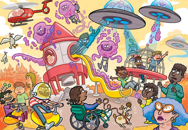 Afbeelding laden in galerijviewer, Jumbo wasgij junior 4 legpuzzel - alien invasie! - 240st.
