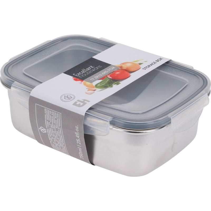 Afbeelding laden in galerijviewer, Excellent houseware voorraaddoos 750 ml rvs grijs
