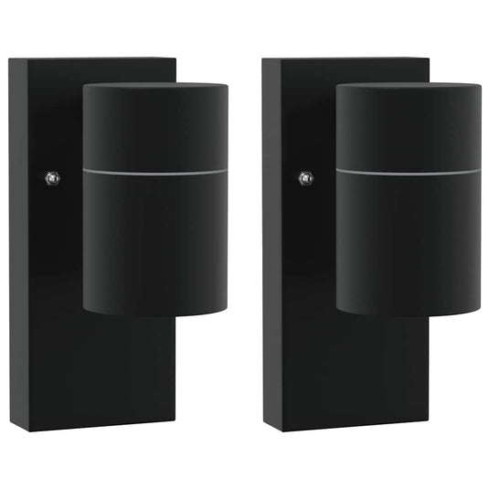 Vidaxl buiten wandlamp 2 pcs zwart 6,5 x 10,5 x 16 cm rvs en glas