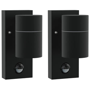 Vidaxl buiten wandlamp 2 pcs zwart 6,5 x 10,5 x 16 cm rvs en glas