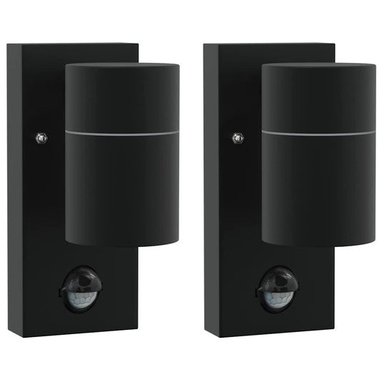 Vidaxl buiten wandlamp 2 pcs zwart 6,5 x 10,5 x 16 cm rvs en glas