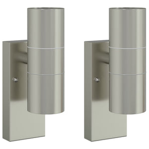 Vidaxl buiten wandlamp 2 pcs zilver 7 x 10 x 22 cm rvs en glas