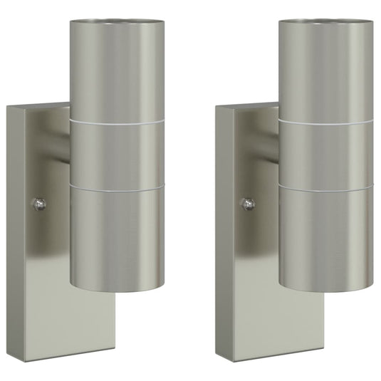 Vidaxl buiten wandlamp 2 pcs zilver 7 x 10 x 22 cm rvs en glas