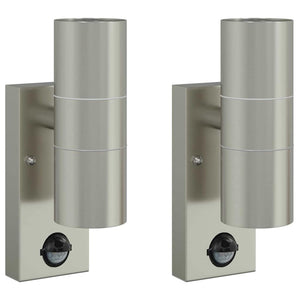 Vidaxl buiten wandlamp 2 pcs zilver 7 x 10 x 22 cm rvs en glas