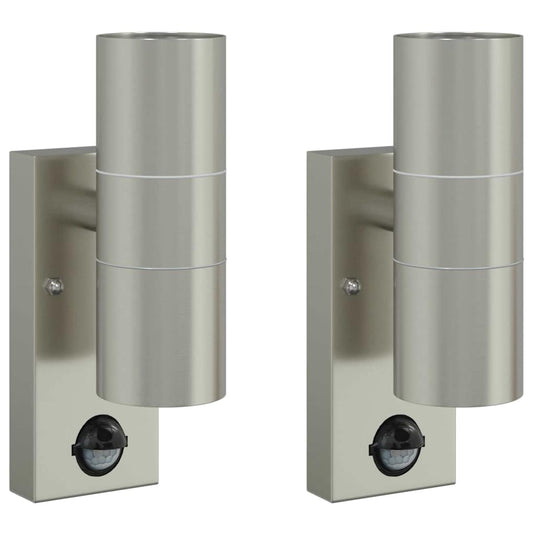 Vidaxl buiten wandlamp 2 pcs zilver 7 x 10 x 22 cm rvs en glas