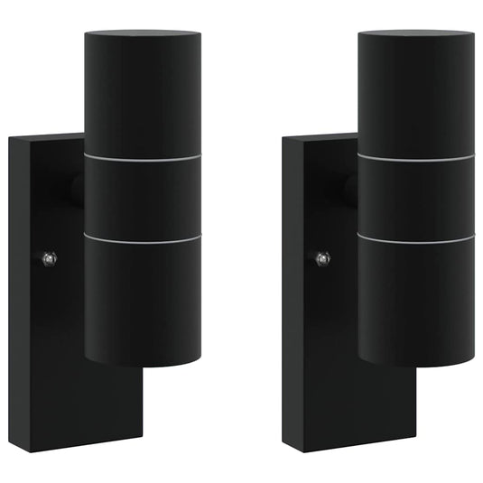 Vidaxl buiten wandlamp 2 pcs zwart 7 x 10 x 22 cm rvs en glas