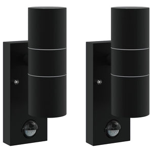 Vidaxl buiten wandlamp 2 pcs zwart 7 x 10 x 22 cm rvs en glas