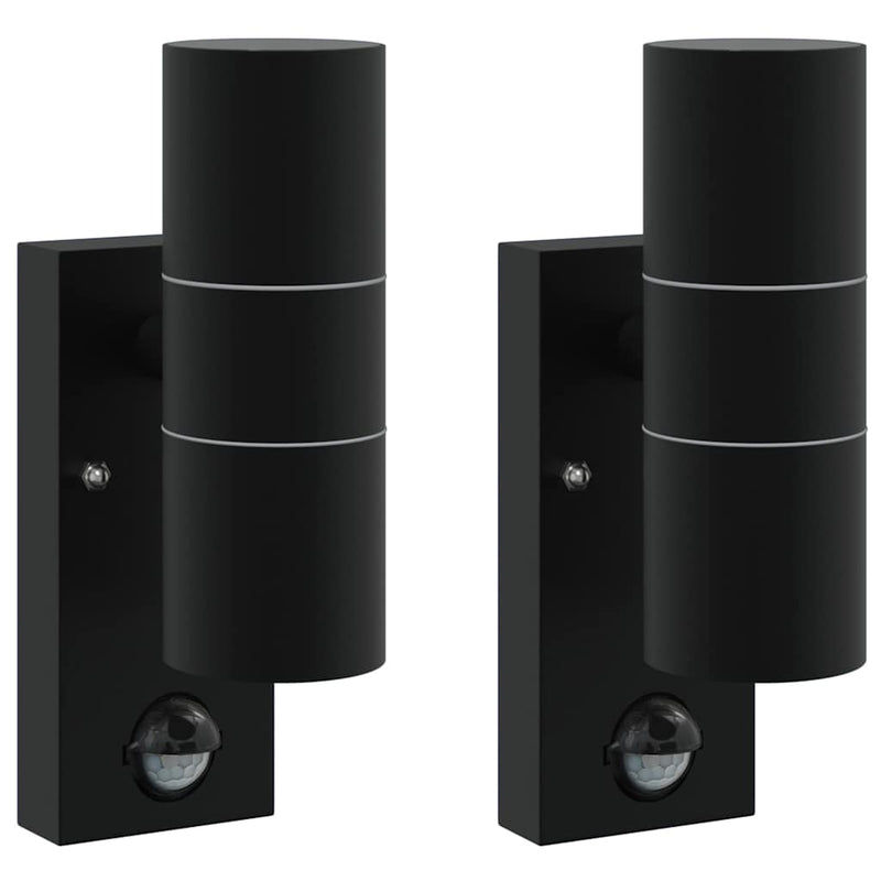 Afbeelding laden in galerijviewer, Vidaxl buiten wandlamp 2 pcs zwart 7 x 10 x 22 cm rvs en glas
