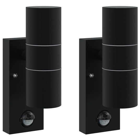 Vidaxl buiten wandlamp 2 pcs zwart 7 x 10 x 22 cm rvs en glas