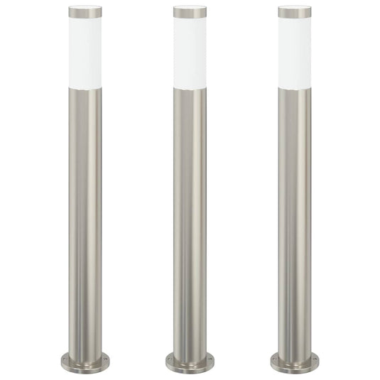 Vidaxl bolderverlichting 3 stuks 80 cm rvs ip44