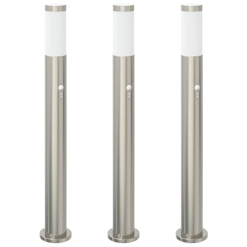 Afbeelding laden in galerijviewer, Vidaxl bolderverlichting met sensor 3 stuks 80 cm rvs ip44
