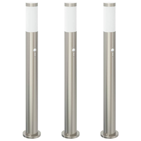 Vidaxl bolderverlichting met sensor 3 stuks 80 cm rvs ip44