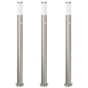 Vidaxl bolderverlichting met sensor 3 stuks 110 cm rvs ip44