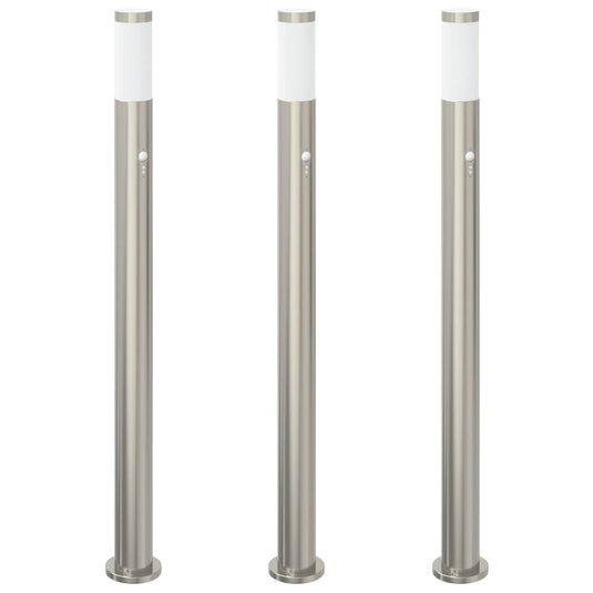 Vidaxl bolderverlichting met sensor 3 stuks 110 cm rvs ip44