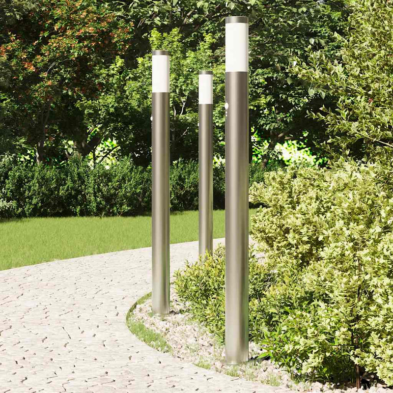 Afbeelding laden in galerijviewer, Vidaxl bolderverlichting met sensor 3 stuks 110 cm rvs ip44
