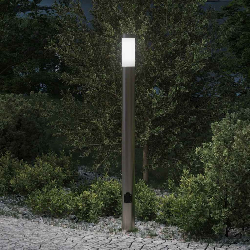 Afbeelding laden in galerijviewer, Vidaxl bolderarmatuur met stopcontact 110 cm rvs ip44
