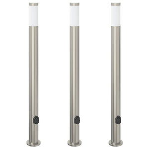 Vidaxl bolderverlichting met stopcontact 3 stuks 110 cm roestvrij staal ip44
