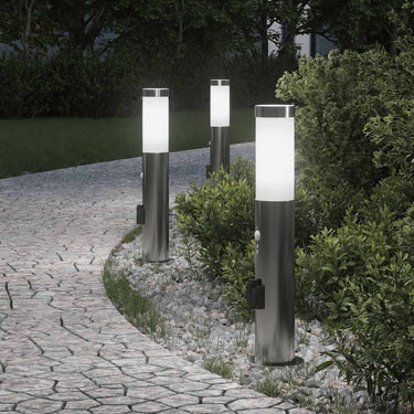 Vidaxl bolderverlichting met sensor en stopcontact 3 stuks 50 cm roestvrij staal ip44