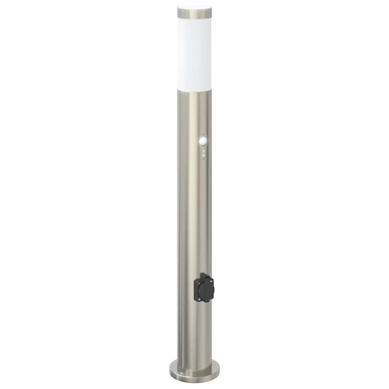 Afbeelding laden in galerijviewer, Vidaxl bolderarmatuur met sensor en stopcontact 80 cm roestvrij staal ip44
