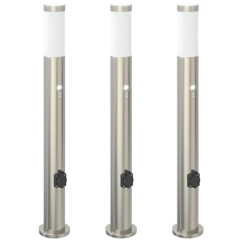 Afbeelding laden in galerijviewer, Vidaxl bolderverlichting met sensor en stopcontact 3 stuks 80 cm
