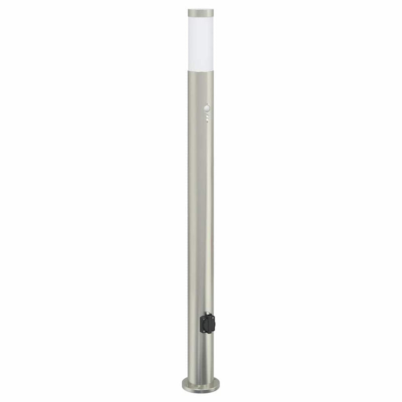 Afbeelding laden in galerijviewer, Vidaxl bolderarmatuur met sensor en stopcontact 110 cm roestvrij staal ip44
