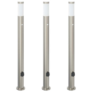 Vidaxl bolderverlichting met sensor en stopcontact 3 stuks 110 cm roestvrij staal ip44