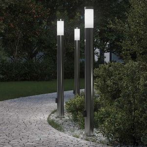 Vidaxl bolderverlichting met sensor en stopcontact 3 stuks 110 cm roestvrij staal ip44
