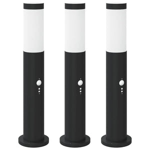 Vidaxl bolderverlichting met sensor 3 stuks 50 cm rvs ip44