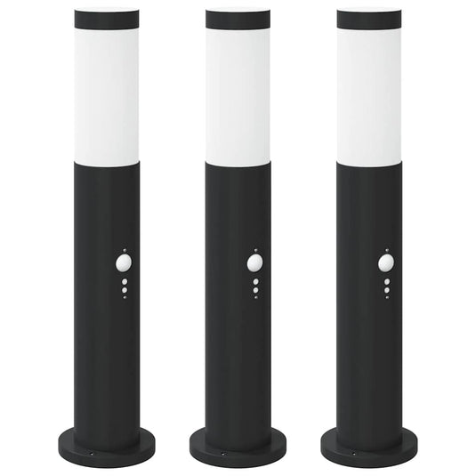Vidaxl bolderverlichting met sensor 3 stuks 50 cm rvs ip44