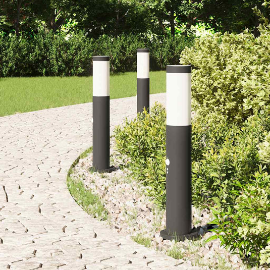 Vidaxl bolderverlichting met sensor 3 stuks 50 cm rvs ip44