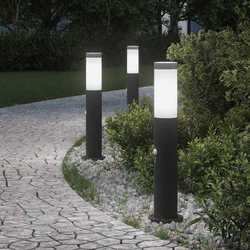 Afbeelding laden in galerijviewer, Vidaxl bolderverlichting met sensor 3 stuks 50 cm rvs ip44
