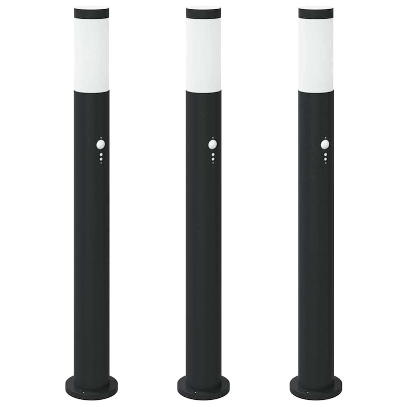 Afbeelding laden in galerijviewer, Vidaxl bolderverlichting met sensor 3 stuks 80 cm rvs ip44
