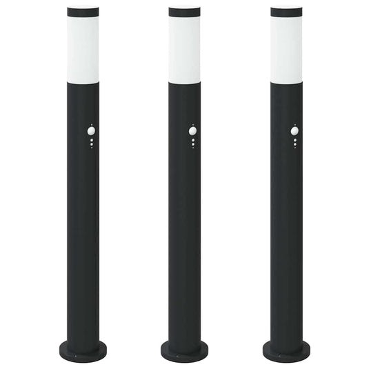 Vidaxl bolderverlichting met sensor 3 stuks 80 cm rvs ip44