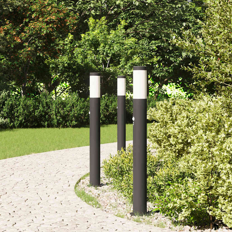 Afbeelding laden in galerijviewer, Vidaxl bolderverlichting met sensor 3 stuks 80 cm rvs ip44

