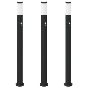 Vidaxl bolderverlichting met sensor 3 stuks 110 cm rvs ip44