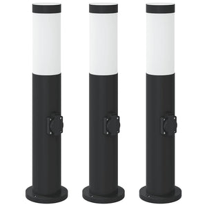 Vidaxl bolderverlichting met stopcontact 3 stuks 50 cm roestvrij staal ip44