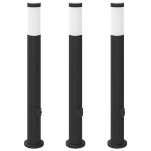 Vidaxl bolderverlichting met stopcontact 3 stuks 80 cm roestvrij staal ip44