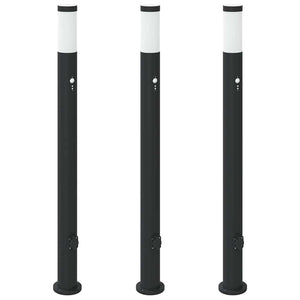 Vidaxl bolderverlichting met sensor en stopcontact 3 stuks 110 cm roestvrij staal ip44