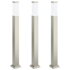 Vidaxl bolderverlichting 3 stuks 80 cm rvs ip44