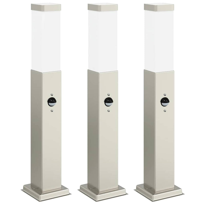 Afbeelding laden in galerijviewer, Vidaxl bolderverlichting met sensor 3 stuks 50 cm rvs ip44
