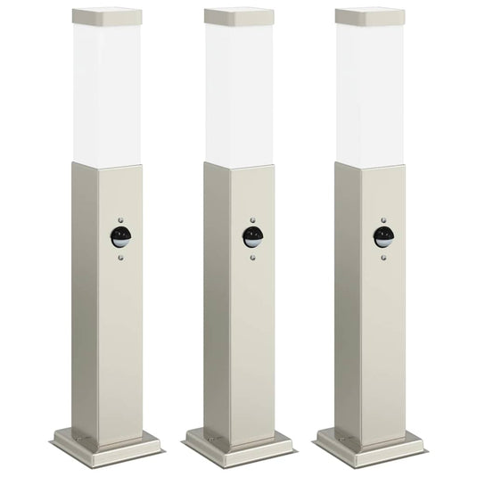 Vidaxl bolderverlichting met sensor 3 stuks 50 cm rvs ip44