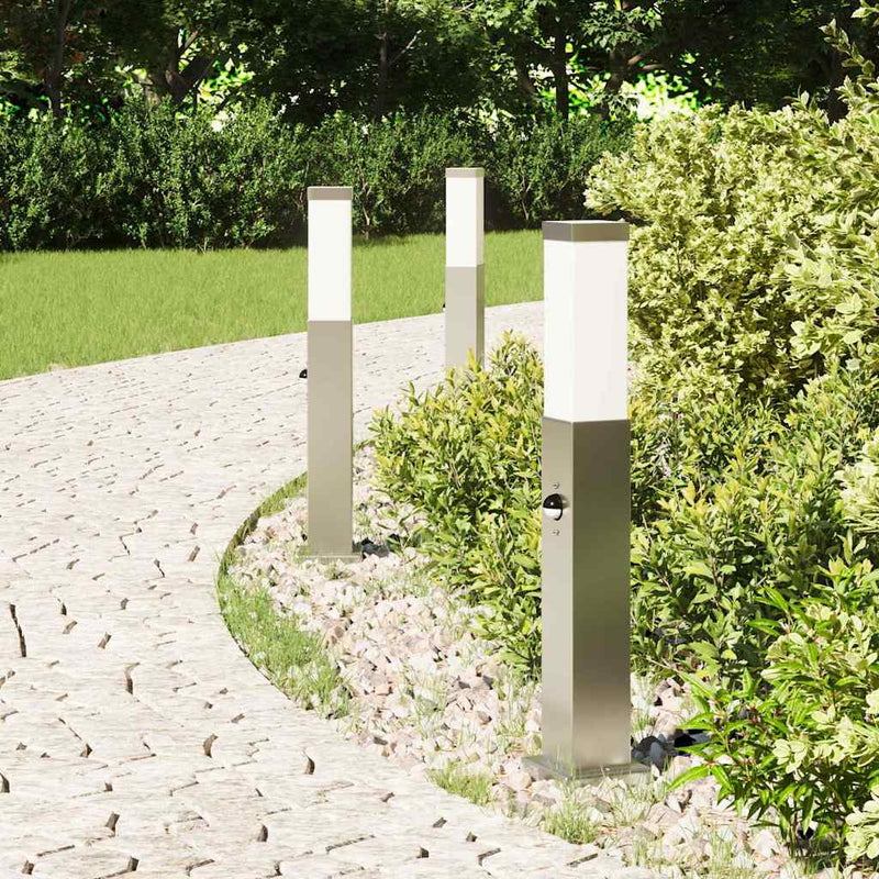 Afbeelding laden in galerijviewer, Vidaxl bolderverlichting met sensor 3 stuks 50 cm rvs ip44
