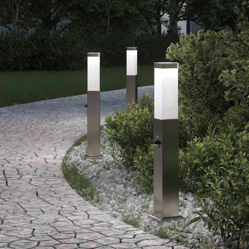 Afbeelding laden in galerijviewer, Vidaxl bolderverlichting met sensor 3 stuks 50 cm rvs ip44
