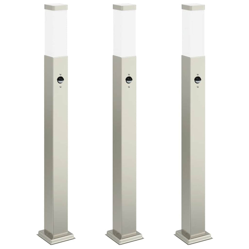 Afbeelding laden in galerijviewer, Vidaxl bolderverlichting met sensor 3 stuks 80 cm rvs ip44
