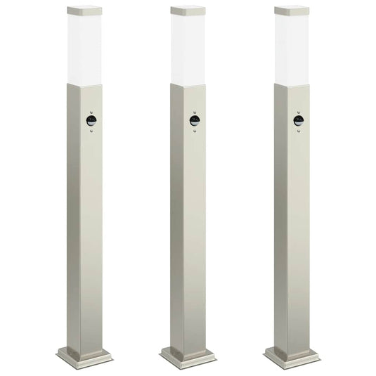Vidaxl bolderverlichting met sensor 3 stuks 80 cm rvs ip44