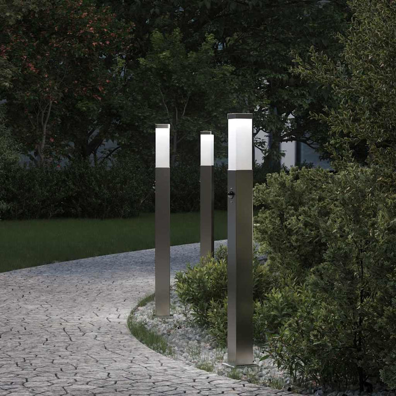 Afbeelding laden in galerijviewer, Vidaxl bolderverlichting met sensor 3 stuks 80 cm rvs ip44
