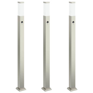 Vidaxl bolderverlichting met sensor 3 stuks 110 cm rvs ip44