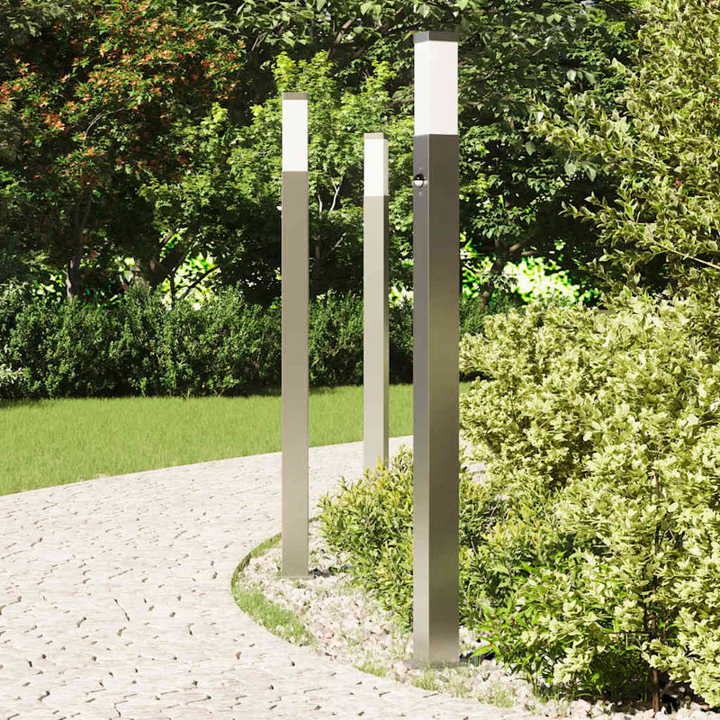 Afbeelding laden in galerijviewer, Vidaxl bolderverlichting met sensor 3 stuks 110 cm rvs ip44
