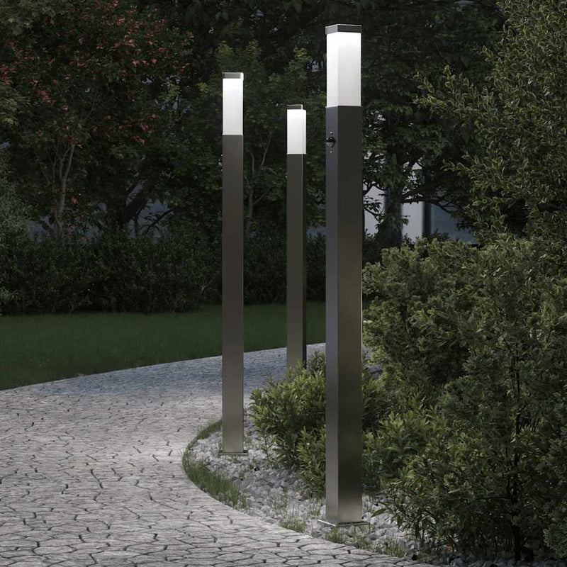 Afbeelding laden in galerijviewer, Vidaxl bolderverlichting met sensor 3 stuks 110 cm rvs ip44
