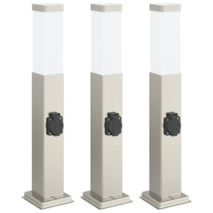 Vidaxl bolderverlichting met stopcontact 3 stuks 50 cm rvs ip44
